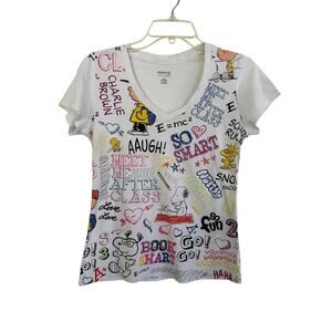 Peanuts women's Medium short sleeve T-shirt top White With comic characters